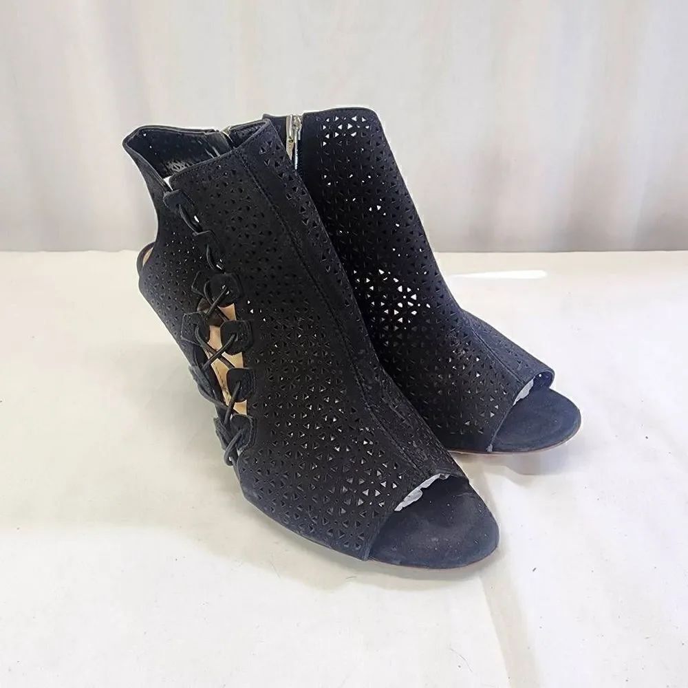 Vince Camuto Black Suede Ankle OpenToe Booties Size 8.5